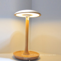 Candeeiro de mesa led de madeira ajustável em forma de cogumelo